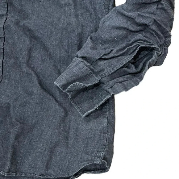 Murano Black Baird Mcnutt Linen Slim Fit Button Down Shirt L - Picture 2 of 3